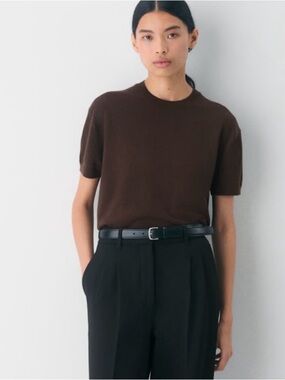 Babaton Bare Merino Wool Crew T-Shirt | Brown | XS | NWT